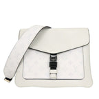 Louis Vuitton Shoulder Bag Flap Messenger Taiga Monogram Antarctica Gray