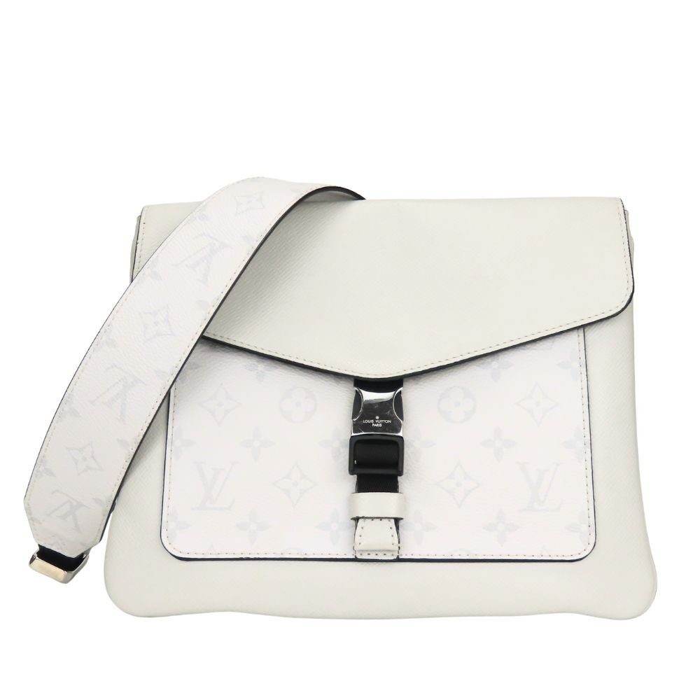 Louis Vuitton Shoulder Bag Flap Messenger Taiga Monogram Antarctica Gray