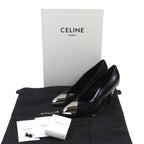 Celine Metal Toe Leather Pumps Black Silver 35 Storage With Bag — view 2