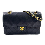 Chanel Quilted Double Flap Lambskin Black Chain Shoulder Bag Gold