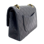 Chanel Quilted Double Flap Lambskin Black Chain Shoulder Bag Gold — view 2