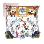 Hermes Carre 90 Real Escuela Andaluza Del Arte Ecuestre Silk White Light Pink