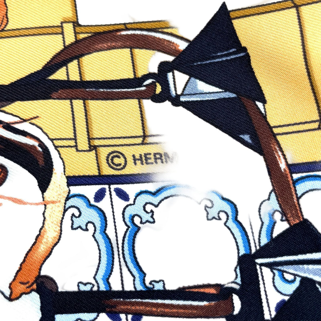 Hermes Carre 90 Real Escuela Andaluza Del Arte Ecuestre Silk White Light Pink — view 2