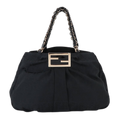 Fendi Zucca Chain Tote Canvas Enamel Black Gold