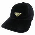 Prada Velvet Baseball Cap Hat Triangle Logo M Black