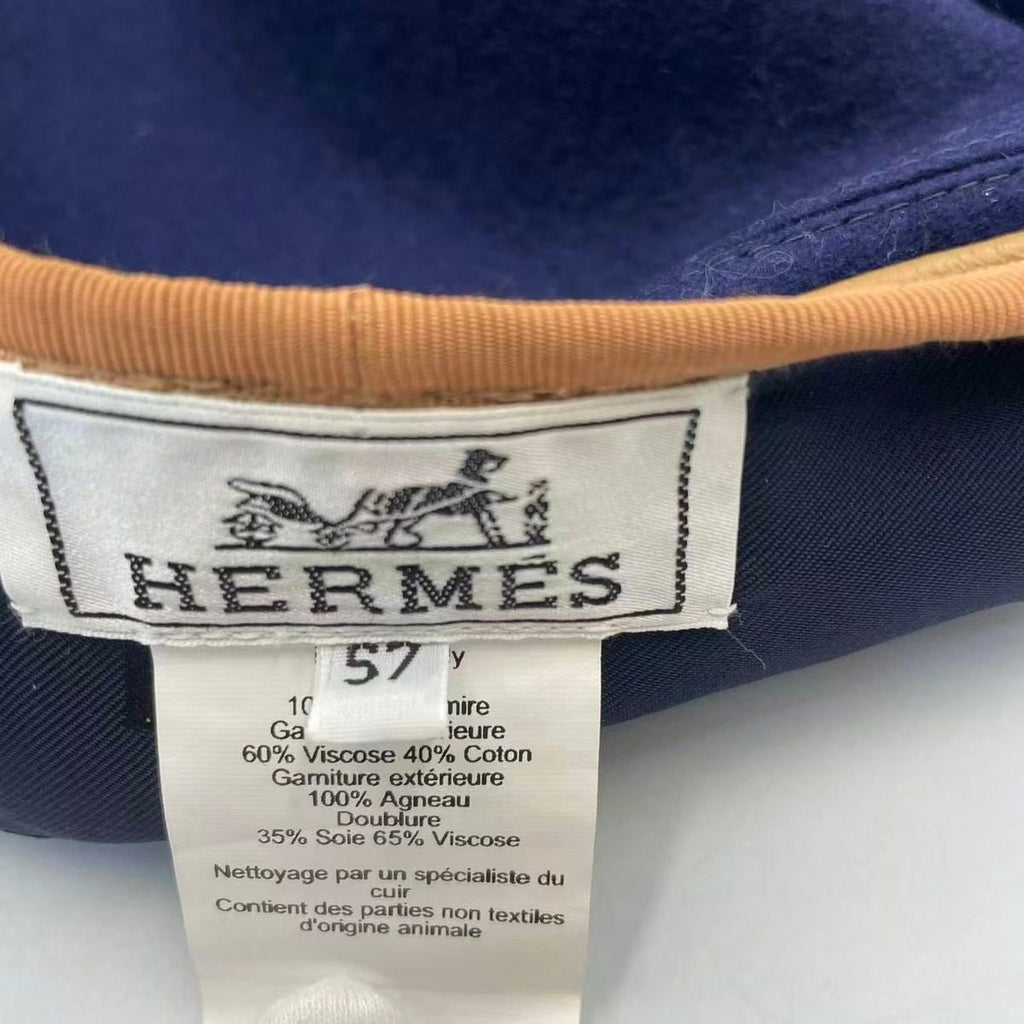 Hermes Hat Beret Cashmere Navy 57 — view 5