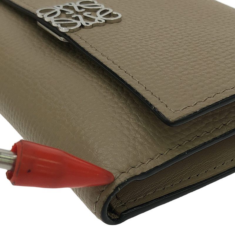 Loewe Small Vertical Leather Anagram Compact Wallet Purse Grey — view 8