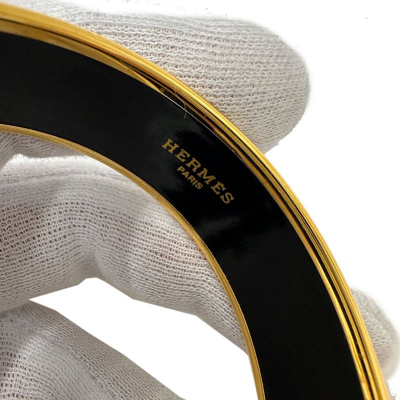Hermes Bangle Emile GM GP Black Gold Cloisonne Fashionable — view 7