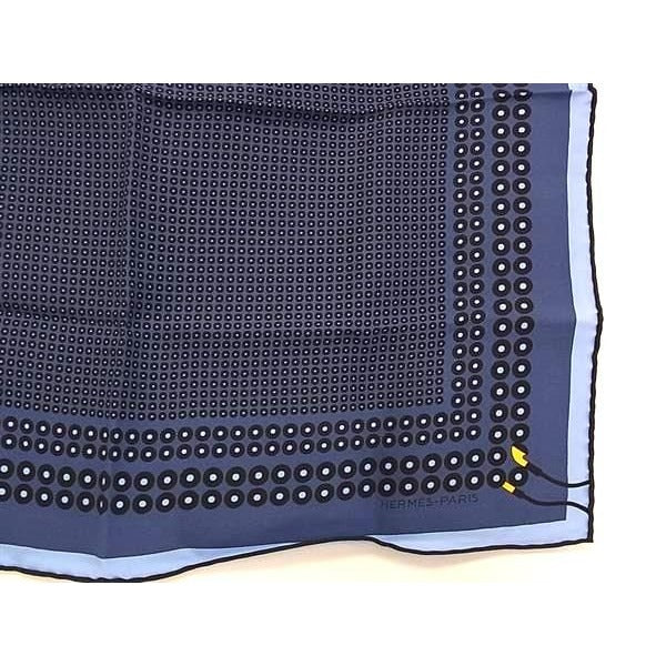 Hermes Carre 40 Petit Gavroche 100% Silk Dotted Scarf Pocket Chief Navy — view 3