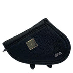Christian Dior Saddle Pouch Mini Accessories Coin Case Fold Logo Leather Black — view 2