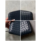 Bottega Veneta Round Zipper Long Wallet Intrecciato Calf Leather Navy — view 3