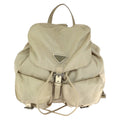 Prada Tessuto Beige Ivory Silver Nylon Leather Backpack