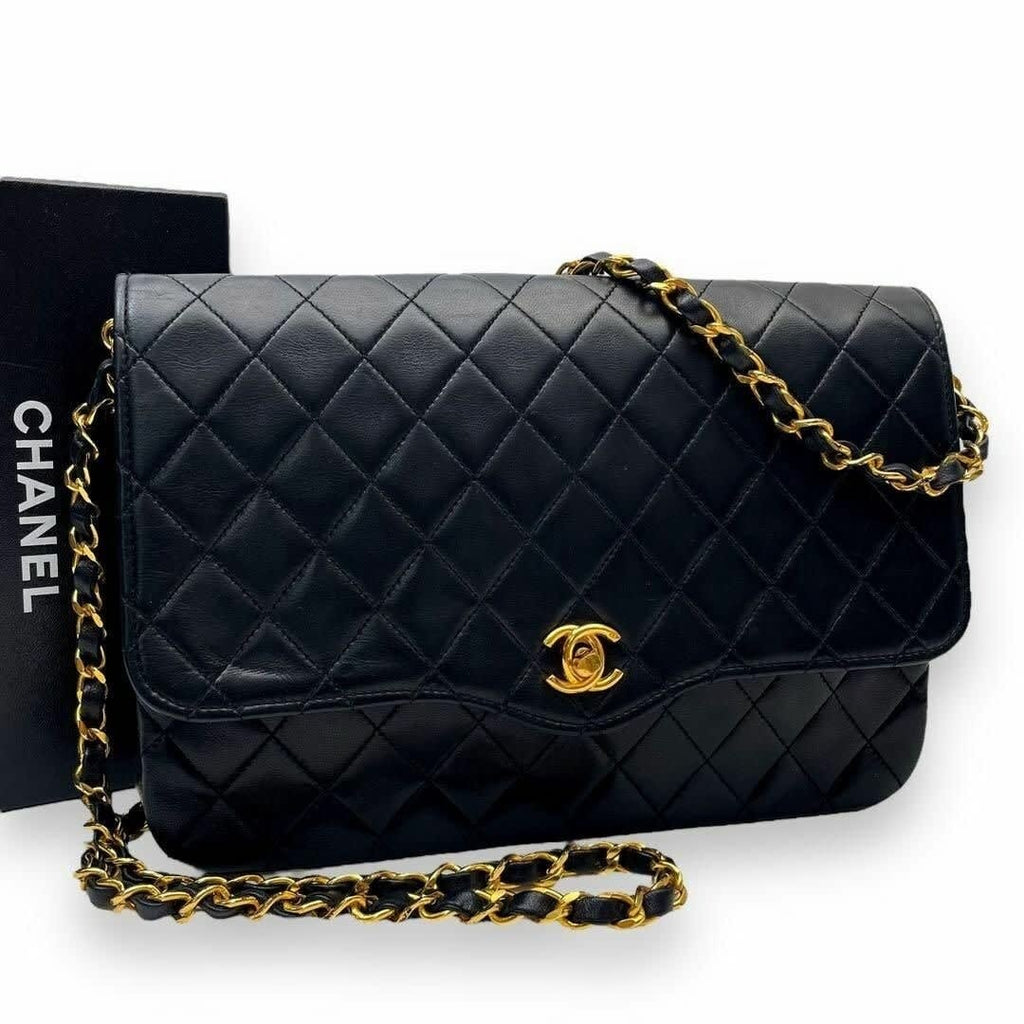 Chanel Vintage Quilted Lambskin Leather Shoulder Bag Chain