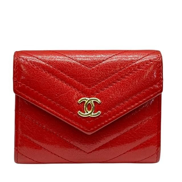 Chanel Chevron V Stitch Coin Case Purse Compact Wallet Mini