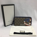 Gucci Long Wallet Round Zipper GG Supreme American Flag — view 3