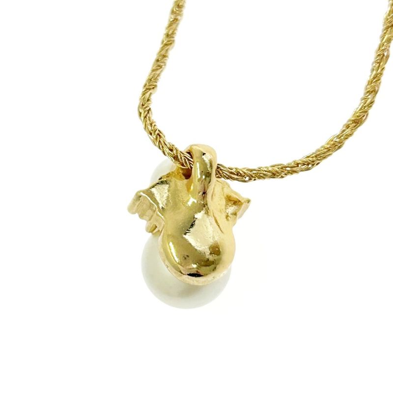 Christian Dior GP Rhinestone Faux Pearl Necklace Gold — view 3