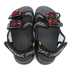 Gucci Sandals Crystal Belt Black Size 36 GG Logo Mesh — view 6