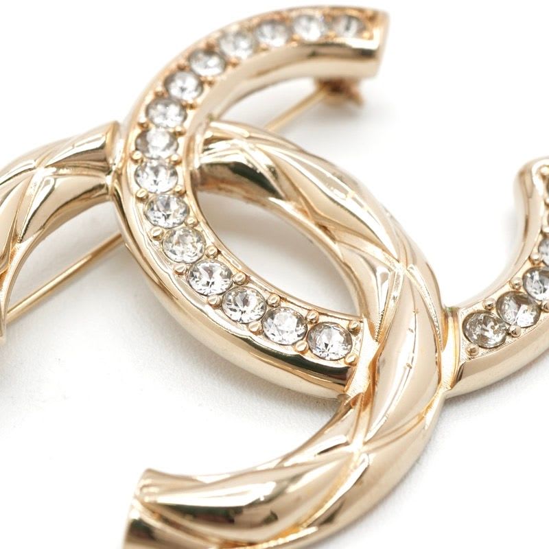 Chanel Brooch Corsage Gold Coco Mark Rhinestone — view 6