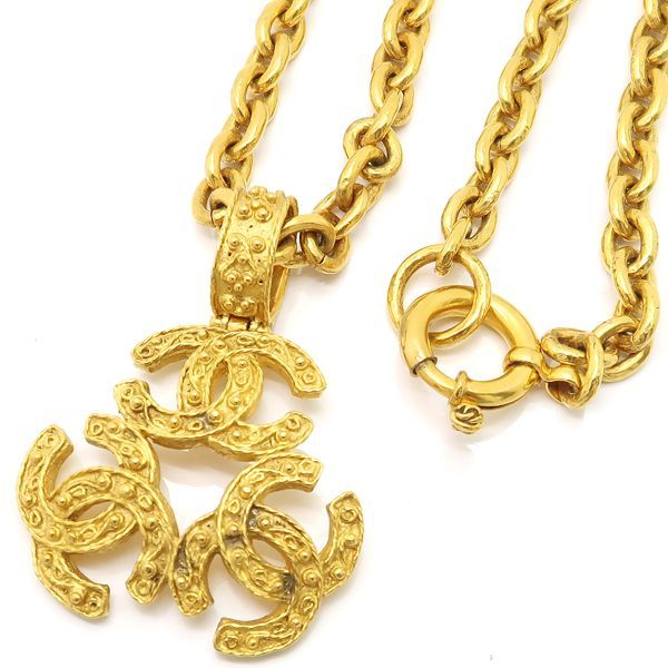 Chanel Necklace 94 A Triple Coco Mark Large Long Chain Vintage — view 3