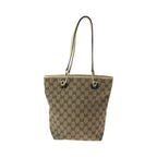 Gucci Brown Ivory Gold Hardware GG Canvas Tote Bag