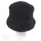 Prada Made Sheepskin Dyed Fur Triangle Logo Bucket Hat Black XL — view 3