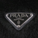 Prada Made Sheepskin Dyed Fur Triangle Logo Bucket Hat Black XL — view 5