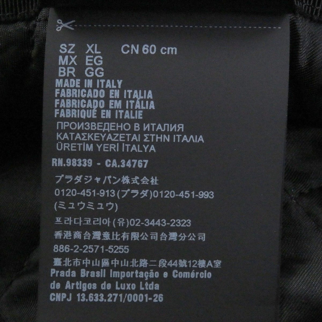 Prada Made Sheepskin Dyed Fur Triangle Logo Bucket Hat Black XL — view 7