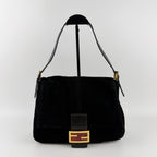 Fendi Mamma Bucket Shoulder Bag Black Suede Vintage — view 2