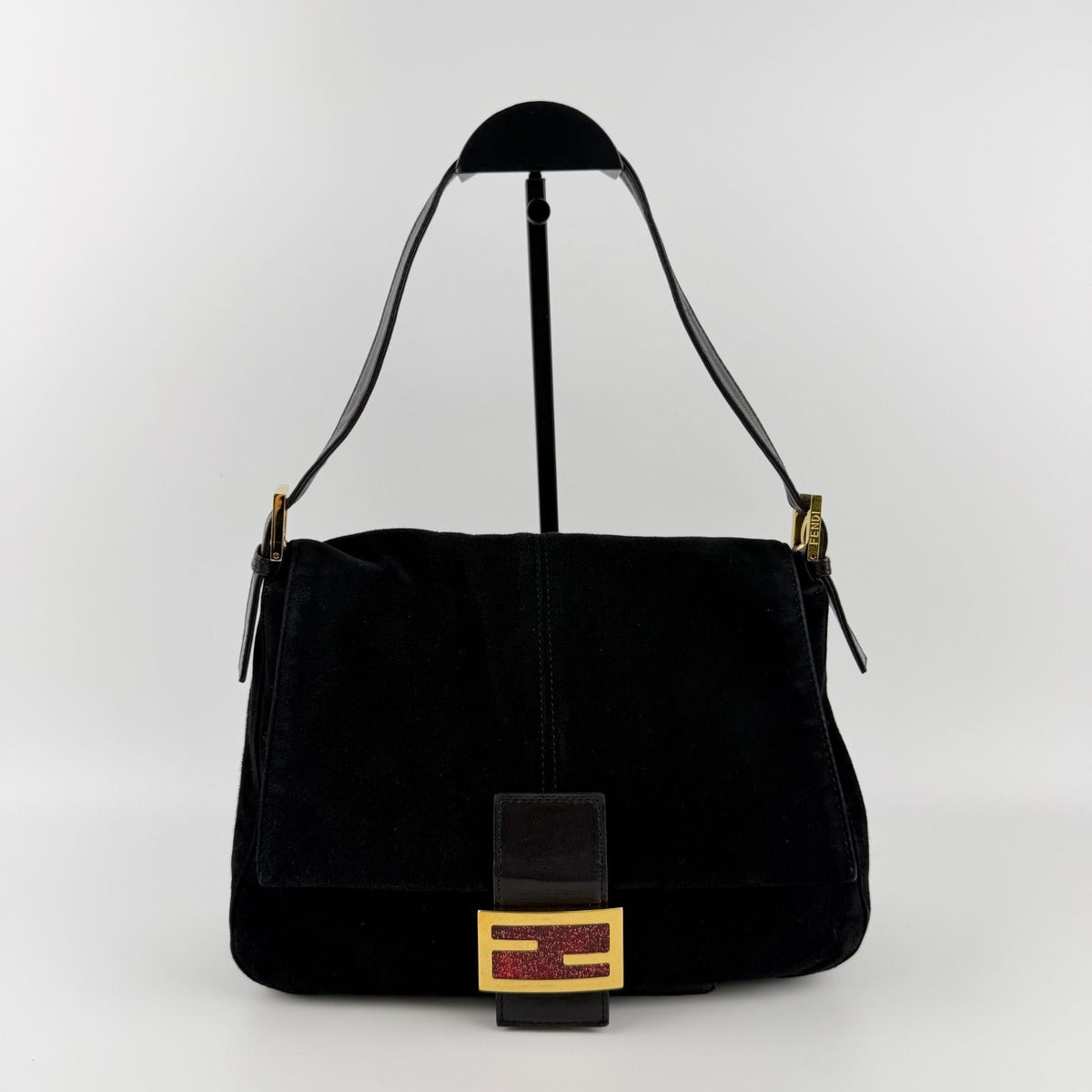 Fendi Mamma Bucket Shoulder Bag Black Suede Vintage — view 2