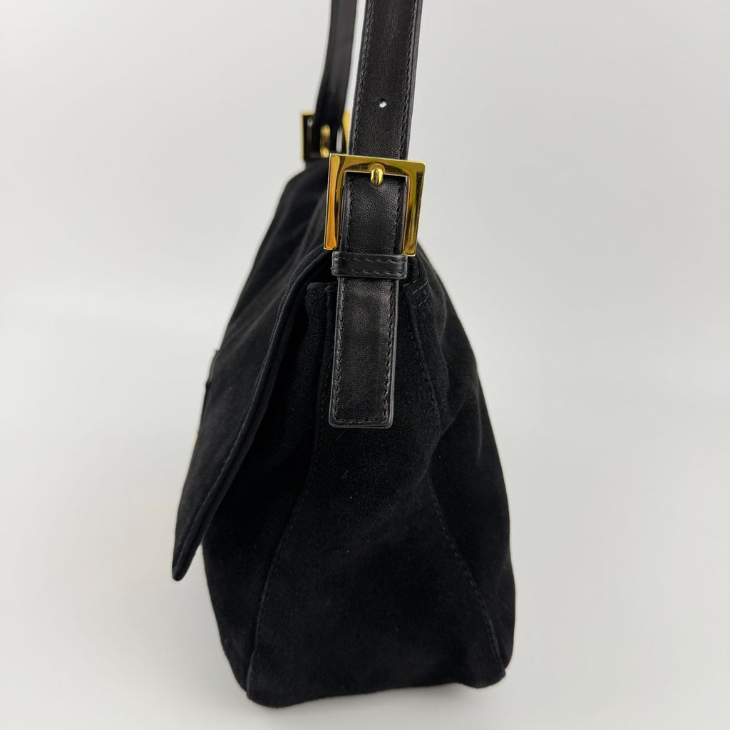 Fendi Mamma Bucket Shoulder Bag Black Suede Vintage — view 4