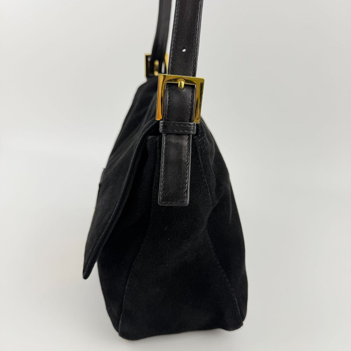 Fendi Mamma Bucket Shoulder Bag Black Suede Vintage — view 4