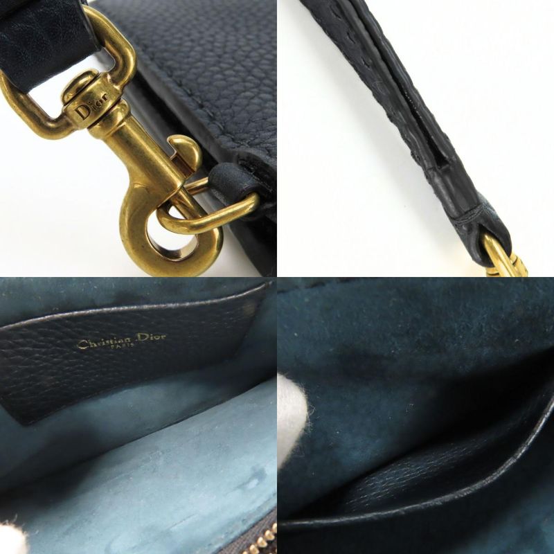 Christian Dior Pouch Bee Leather Navy Gold Hardware Multi Case Clutch — view 8