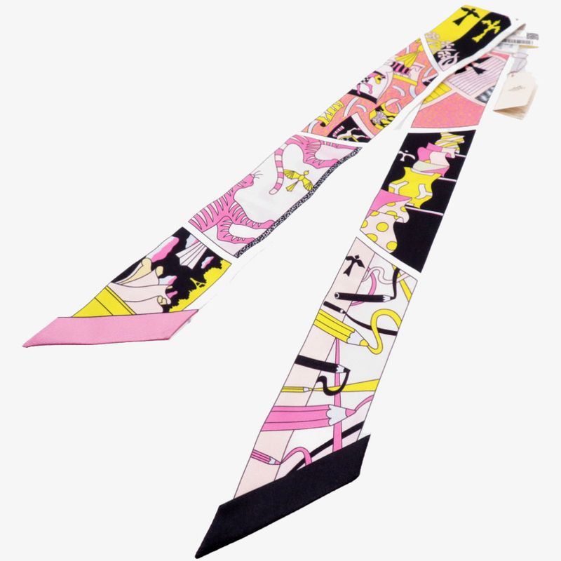 Hermes Twilly Factory Suit Scarf Silk Black 0105 — view 2