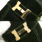 Hermes Moccasins Paris Velours 36.5 Green and Gold Hardware — view 6