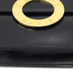 Celine Circle Logo Leather Shoulder Bag Vintage M13 Black — view 4