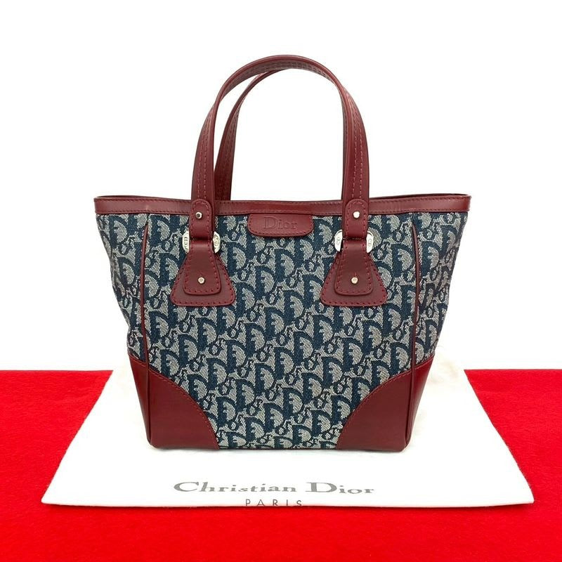 Christian Dior Trotter Pattern Canvas Leather Tote Bag
