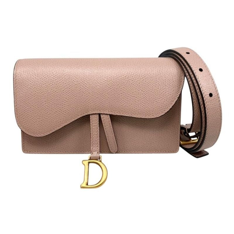 Christian Dior Waist Bag Saddle Belt Pouch S5619 Cwvg-50 pu Logo Pink Beige