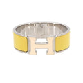 Hermes Clic Clac PM Bangle White Jaune Citron Silver Bracelet