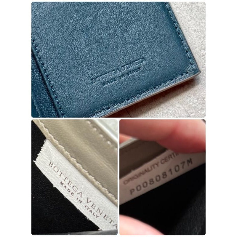 Bottega Veneta Trifold Wallet Intrecciato Leather Gray Men Women Compact — view 3