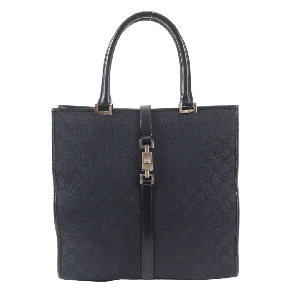 Gucci Jackie GG Canvas 002 Leather Tote Shoulder Black
