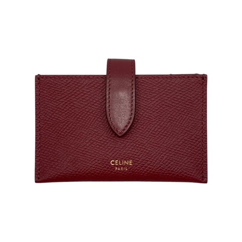 Celine Card Case Accordion Holder 10 B693 bfp Calfskin Logo Light Burgundy — view 3