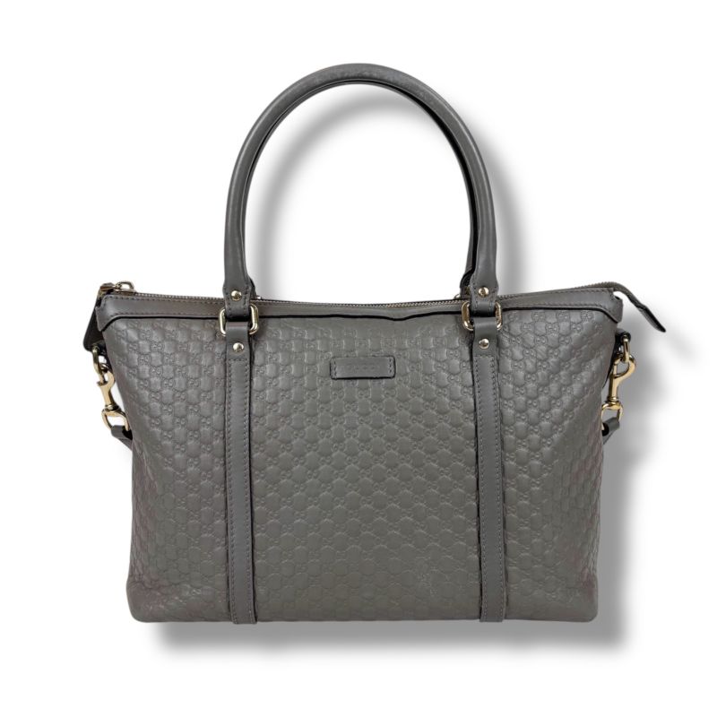 Gucci Micro Shimmer Leather Mini Tote Bag 2-Way Light Gray — view 2