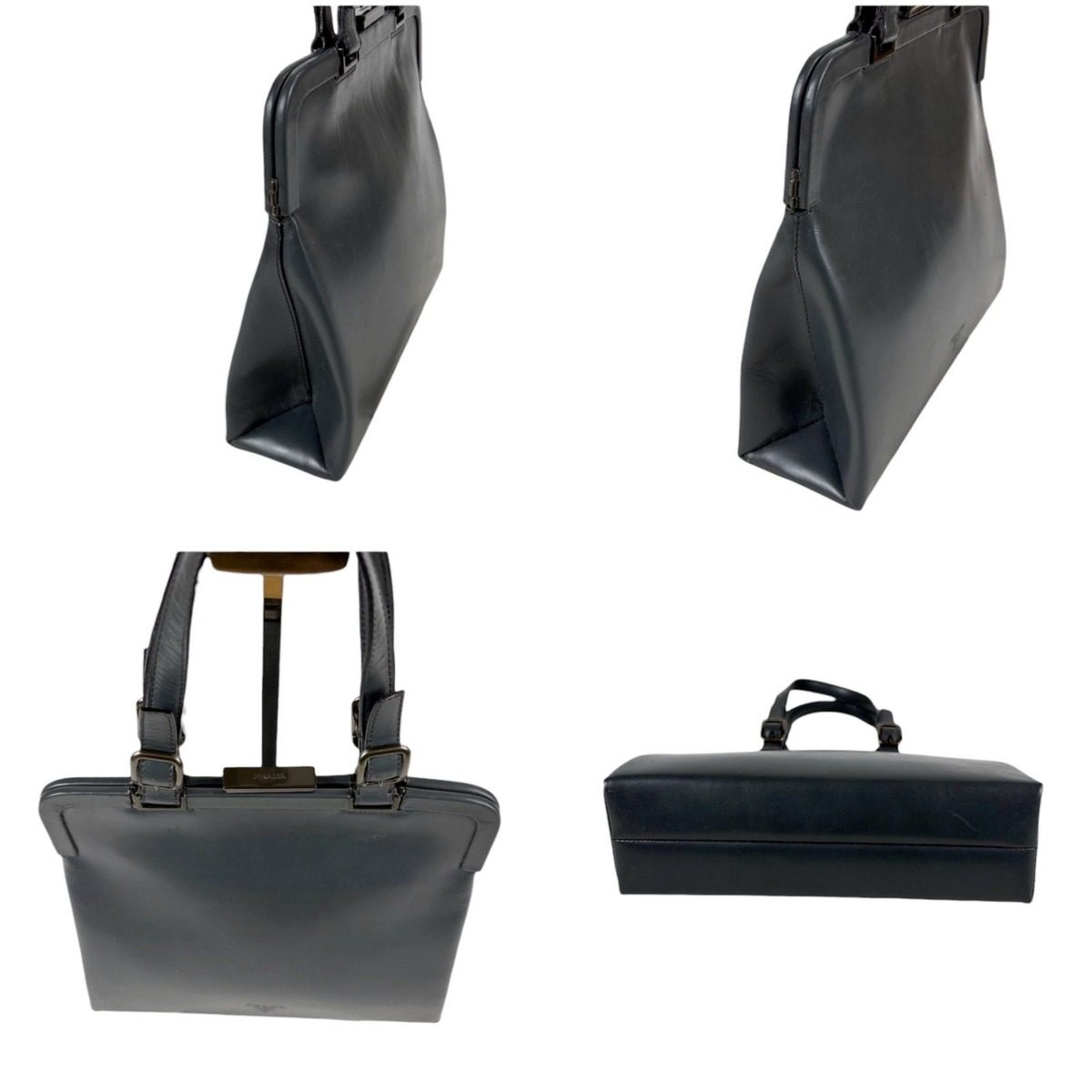 Prada Purse Top Handle Handbag Gray Leather — view 3