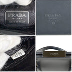 Prada Purse Top Handle Handbag Gray Leather — view 9