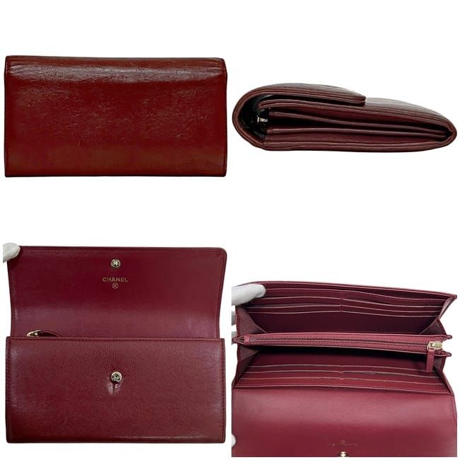 Chanel Bifold Long Wallet Bordeaux Burgundy Coco Mark — view 2