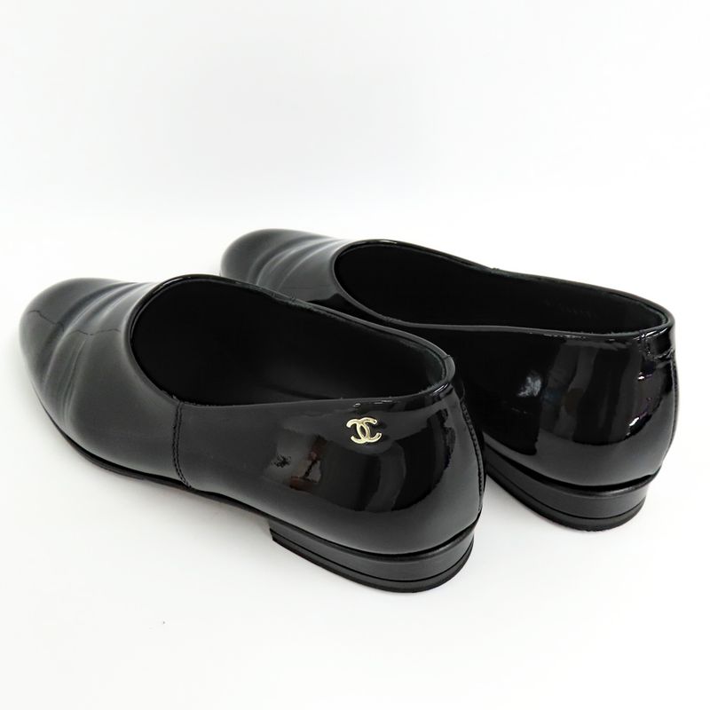 Chanel Loafers 25 C Black Coco Mark 37 Patent Leather Enamel — view 3