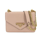 Prada Saffiano Chain Shoulder Bag Leather Beige 1 Bd200 Gold Hardware — view 2