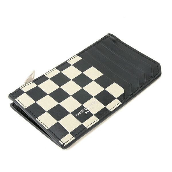 Saint Laurent Card Case Holder Beige Black — view 4
