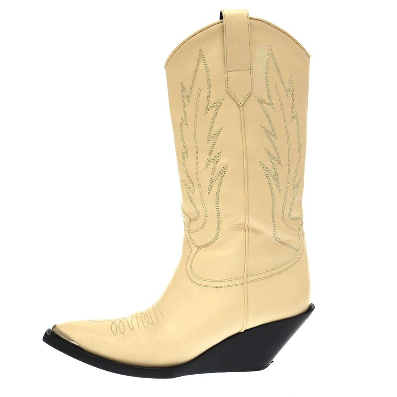 Celine 22 AW Metal Toe Cap Western Middle Boots Ivory 41 — view 2