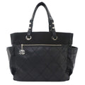 Chanel Paris Biarritz GM Tote Nylon Leather Black